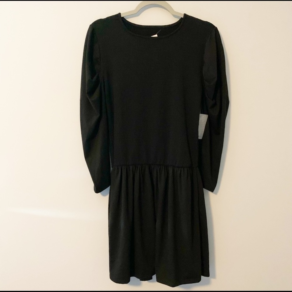 Women’s new Velvet Torch black rouched top long sleeve dress